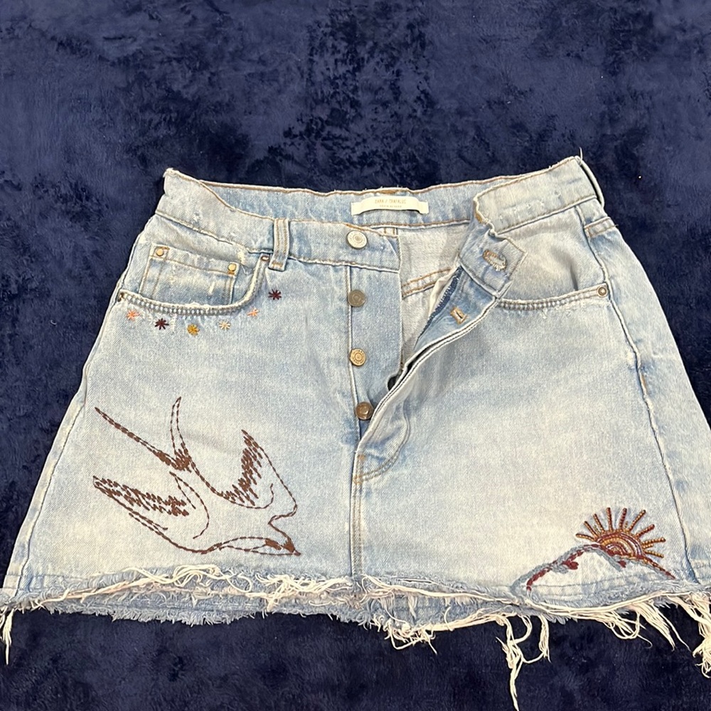 Zara fabulous one of a kind skirt! Different areas on embroidery embellish